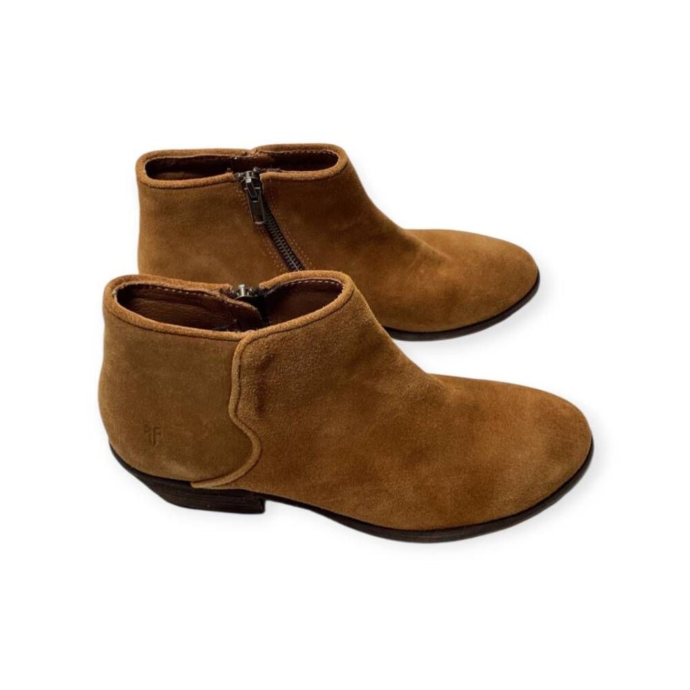 Frye carson brown bronze piping suede boots‎